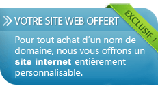 Pour tout achat de nom de domaine, nous vous offrons un site de 3 pages entièrement personnalisable, gratuit