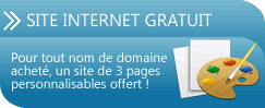 Site internet gratuit de 3 pages pour achat d'un nom de domaine